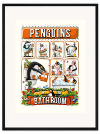 Gerahmter Kunstdruck Pinguine im Badezimmer