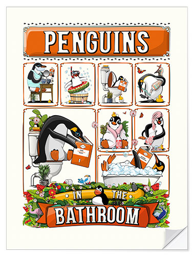 Naklejka na ścianę Penguins in the Bathroom