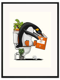Gerahmter Kunstdruck Pinguin auf dem Klo