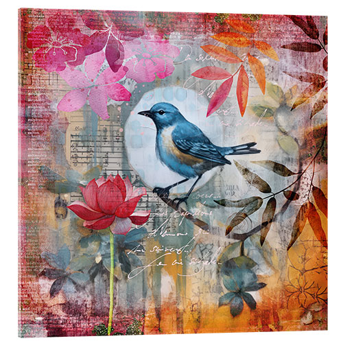 Acrylglas print Blue Bird Fantasy Garden