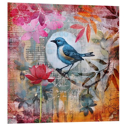 Quadro em PVC Blue Bird Fantasy Garden