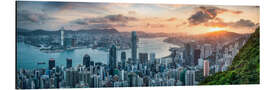 Aluminium print Victoria Harbor at Sunrise, Hong Kong, China