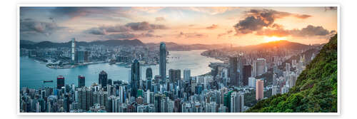 Poster Victoria Harbor at Sunrise, Hong Kong, China