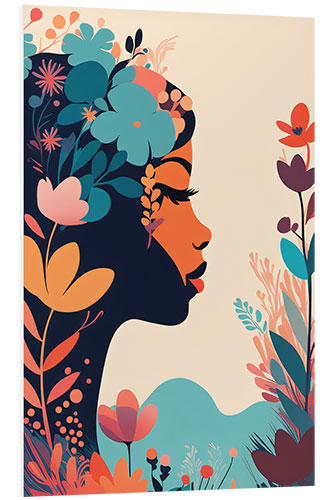 Foam board print Woman Portrait in Flowers