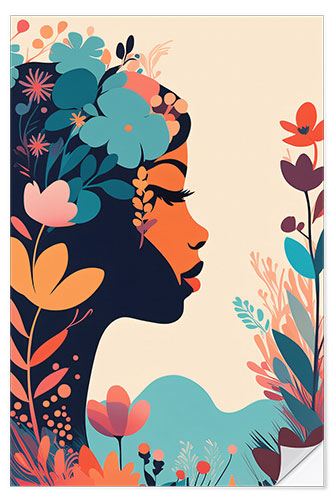 Wall sticker Woman Portrait in Flowers