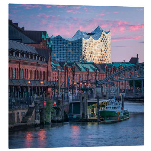 Acrylglas print Elbphilharmonie in Purple Sky