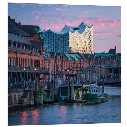 Quadro em PVC Elbphilharmonie in Purple Sky