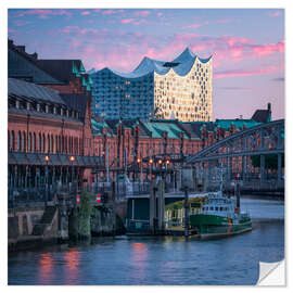 Wall sticker Elbphilharmonie in Purple Sky