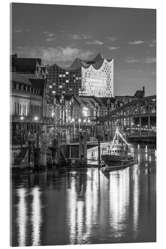 Acrylic print Canal and Elbphilharmonie in Hamburg