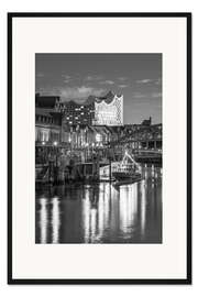 Gerahmter Kunstdruck Zollkanal und Elbphilharmonie in Hamburg