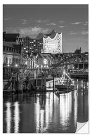 Selvklebende plakat Canal and Elbphilharmonie in Hamburg