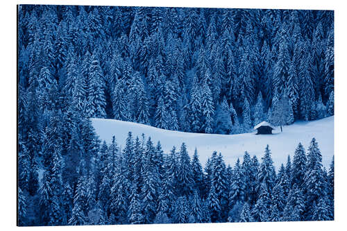 Aluminium print Farmhouse in the Snow in Emmental, Switzerland