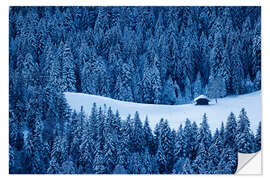 Vinilo para la pared Farmhouse in the Snow in Emmental, Switzerland