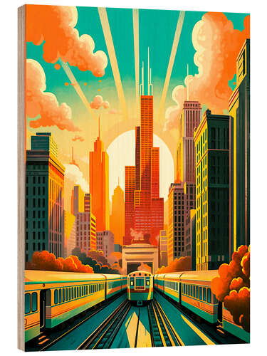 Holzbild Reiseplakat Chicago