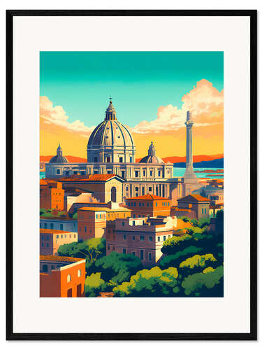 Inramat konsttryck Rome Travel Art