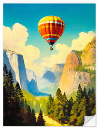 Selvklæbende plakat Yosemite National Park Travel Art