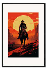 Gerahmter Kunstdruck Cowboy Silhouette