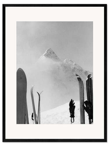 Impresión de arte enmarcada Waiting Skis