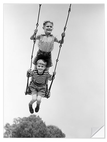 Selvklæbende plakat Two Boys on a Swing