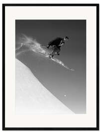 Inramat konsttryck Man Sking Downhill