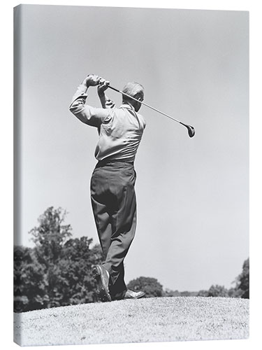 Canvas print Man Playing Golf by Swinging Driver