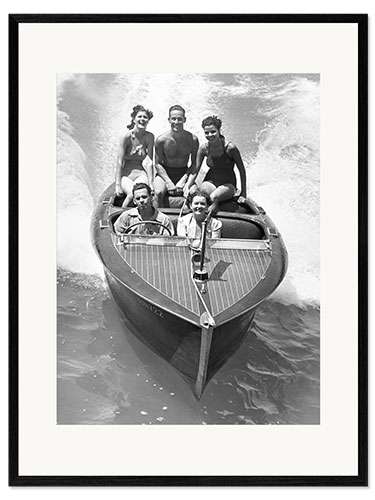 Framed art print Couples Sitting on a Soeedboat
