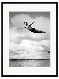 Gerahmter Kunstdruck Vintage Sprung ins Wasser