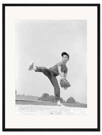 Gerahmter Kunstdruck Junge beim Baseballspiel