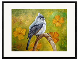 Impression artistique encadrée Big Eyed Tufted Titmouse