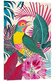 Foam board print Ecstatic Jungle Of Colours - Exotic Bird