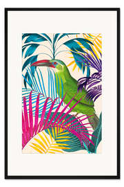 Gerahmter Kunstdruck Ecstatic Jungle Of Colours - Tukan