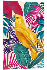 Foam board print Ecstatic Jungle Of Colours - Yellow Parrot