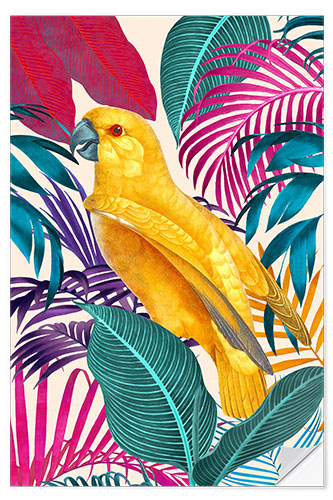 Naklejka na ścianę Ecstatic Jungle Of Colours - Yellow Parrot