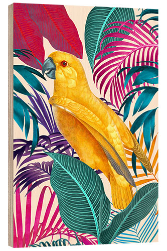 Cuadro de madera Ecstatic Jungle Of Colours - Yellow Parrot