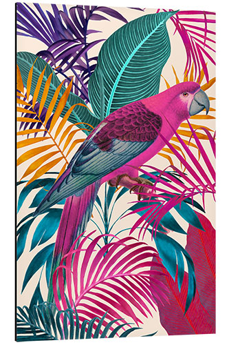 Obraz na aluminium Ecstatic Jungle Of Colours - Pink Parrot