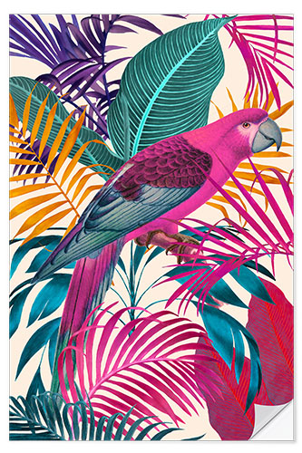 Wall sticker Ecstatic Jungle Of Colours - Pink Parrot