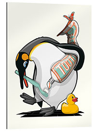 Quadro em plexi-alumínio Penguin With Toothbrush