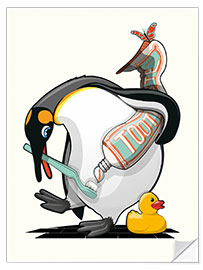 Wall sticker Penguin With Toothbrush