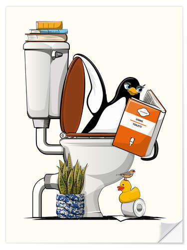 Wall sticker Penguin in the Toilet