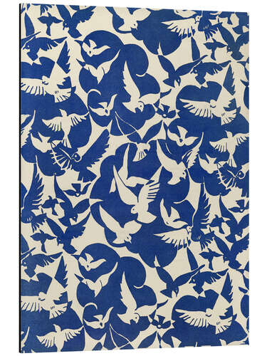 Aluminiumsbilde Pigeons in Blue & White, 1928