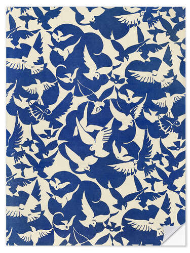 Naklejka na ścianę Pigeons in Blue & White, 1928