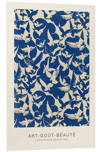 Foam board print Art-Goût-Beauté - Pigeons in Blue & White, 1928