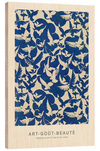 Print på træ Art-Goût-Beauté - Pigeons in Blue & White, 1928