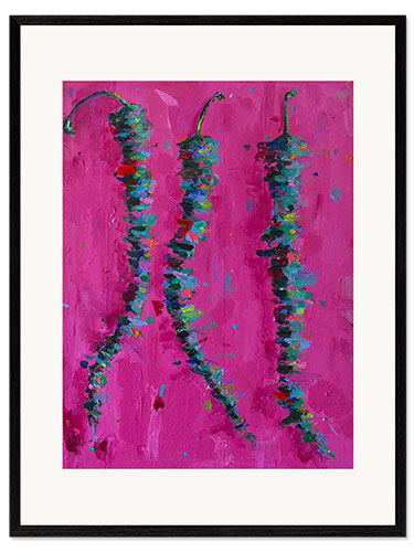 Framed art print Green Chilli Peppers