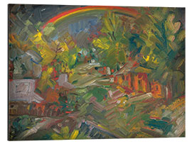 Aluminium print Rainbow Over a Village