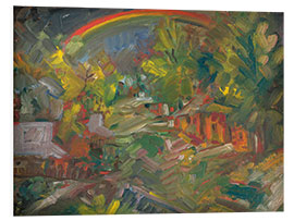 Foam board print Rainbow Over a Village