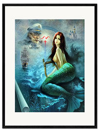 Ingelijste kunstdruk Captain and Mermaid