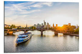 Aluminium print Excursion Boat in front of Frankfurt's Financial District