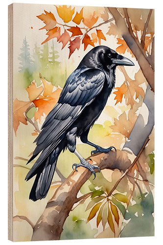 Holzbild Carrion Crow