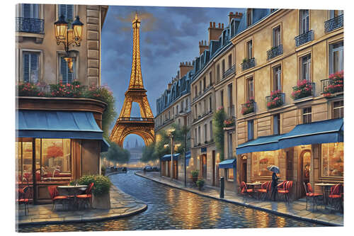 Acrylglasbild Paris in der Abenddämmerung